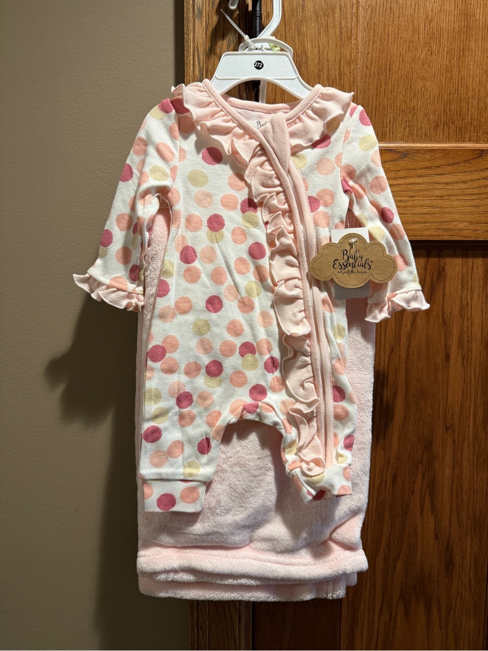 Baby Essentials Pastel Polka Dot Ruffle Sleep Sack - Pink/Peach